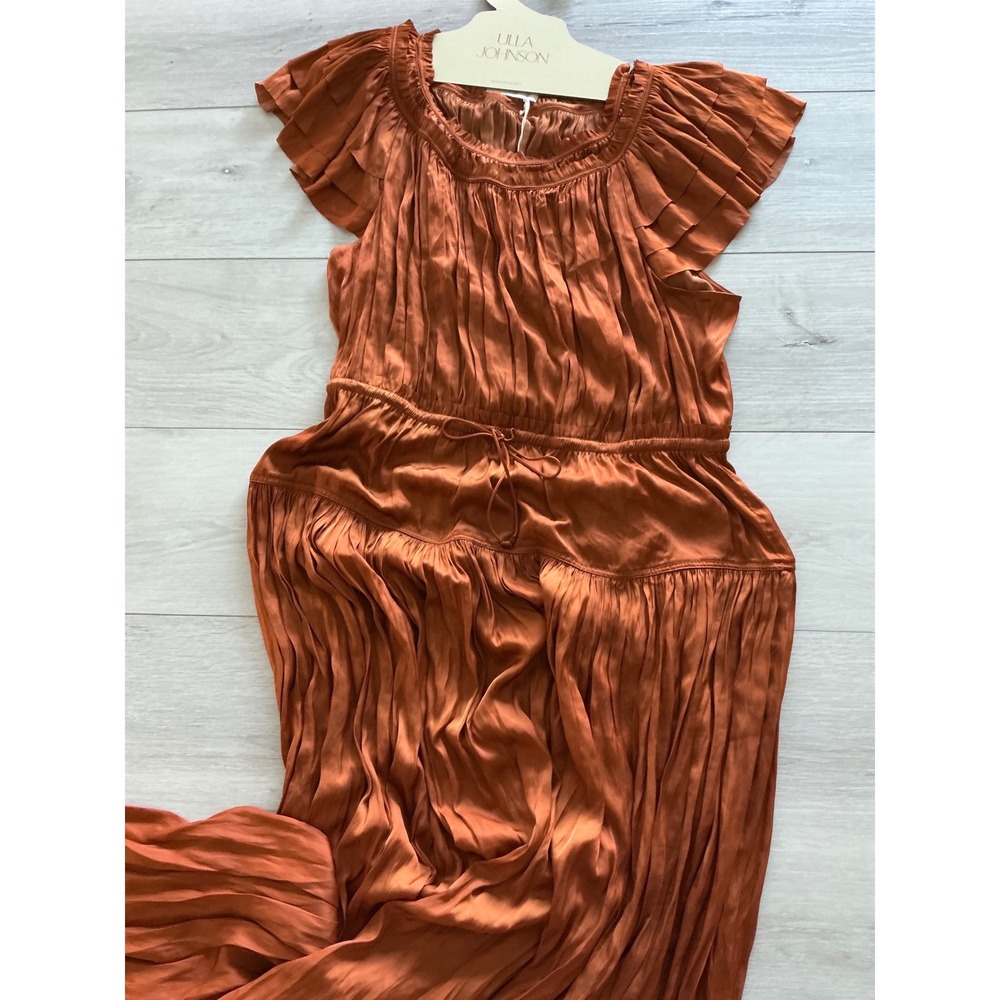 ULLA JOHNSON Kalesta Midi Dress Amber Size 14 New With Tags - Picture 7 of 8